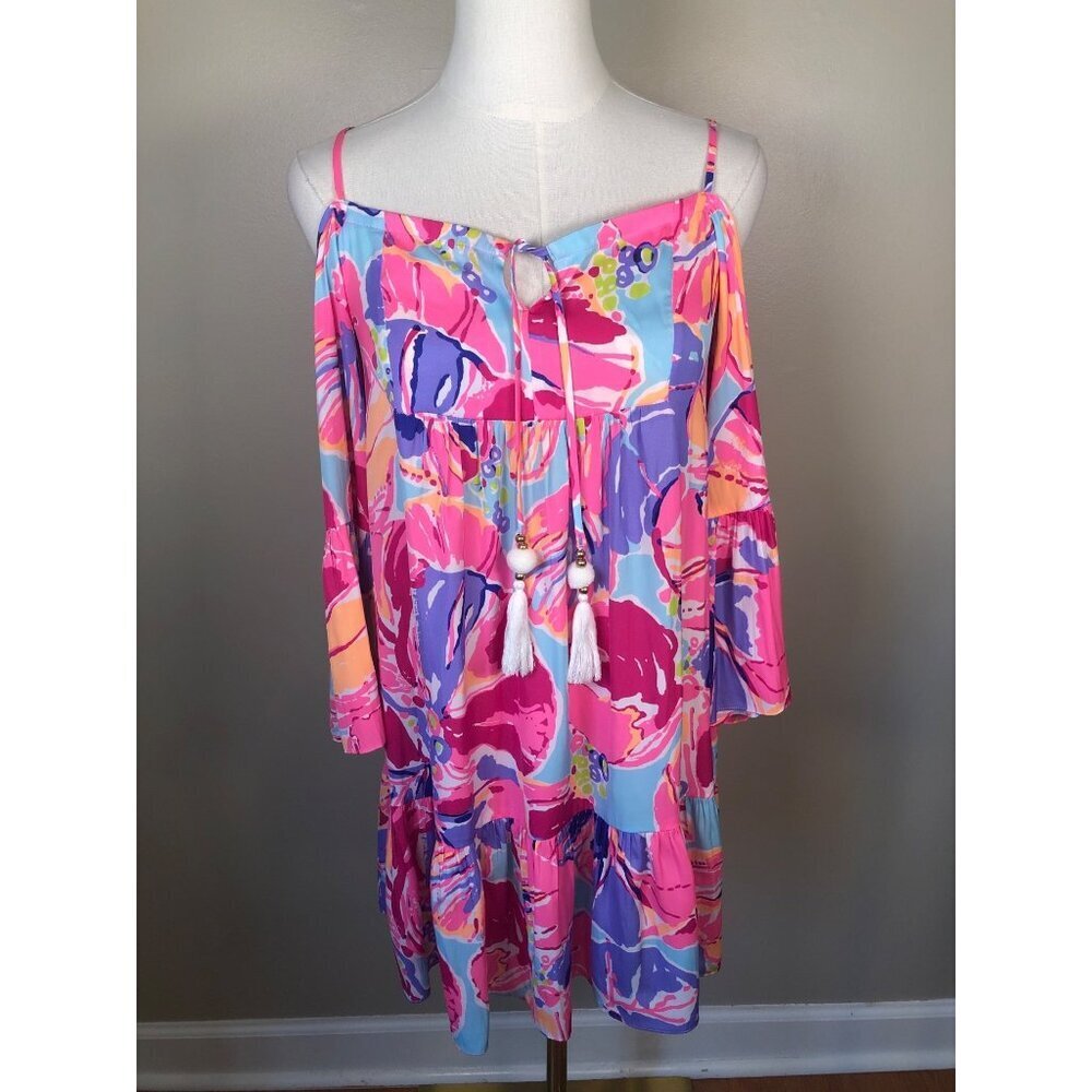 Lilly Pulitzer Alanna Cold Shoulder Mini HTF Dress Vibrant Print Size XXS